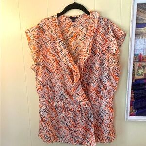 Banana Republic Cream Ruched Cap Sleeve Blouse